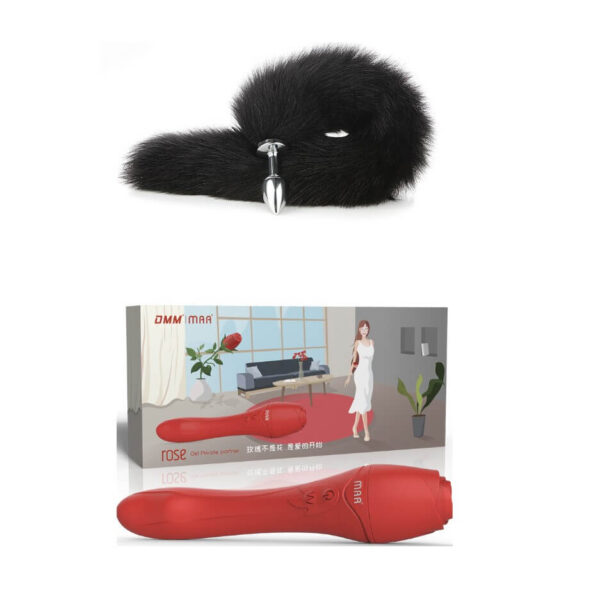 kit Kit vibrador Rose y plug anal cola de zorra